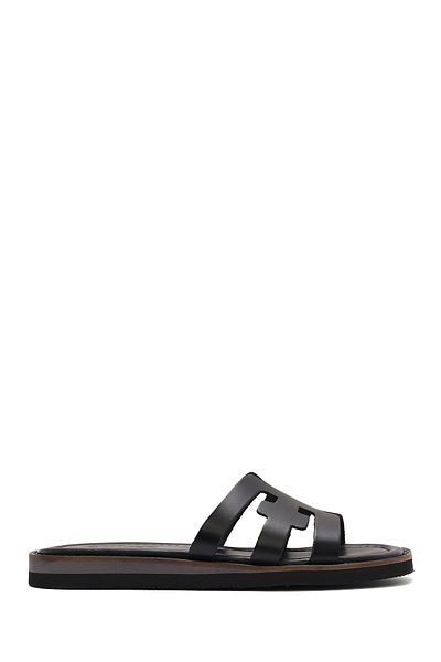 Derimod Women's Black Leather Slippers 25Sfd 361318