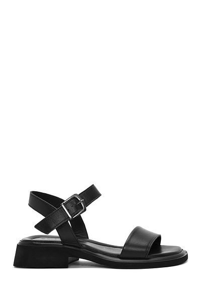 Derimod Women's Black Ankle Buckle Genuine Leather Sandals 25Sfd362418