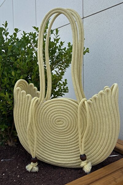MaVaux Swan Model Inner Lined Straw Look Beach and Daily, Stylish and Elegant Shoulder Bag