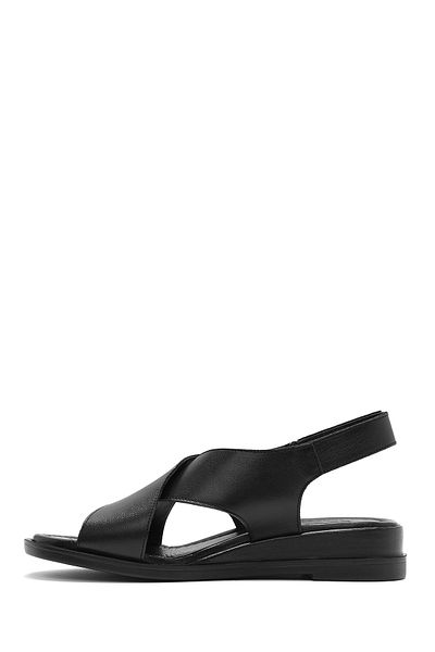 Derimod Women's Black Strappy Genuine Leather Sandals 25Sfd362618