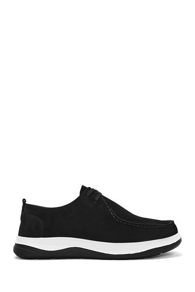 Derimod Men's Black Lace-Up Nubuck Leather Comfort Shoes 25Sfd6605V3