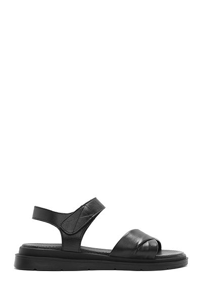 Derimod Women's Black Strappy Genuine Leather Sandals 25Sfd362218