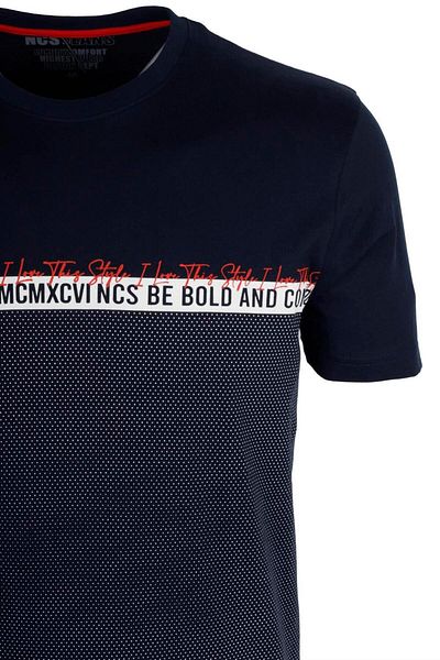 NCS Men's T-Shirt Crew Neck Navy Blue 100% Cotton Slim Fit Printed T-Shirt Jeans 1932