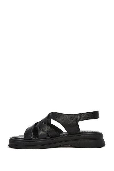 Derimod Women's Black Back Strap Genuine Leather Sandals 25Sfd351218