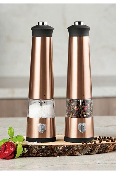 Berlinger Haus Set of 2 electric pepper and salt grinders, Rosegold Metallic Line