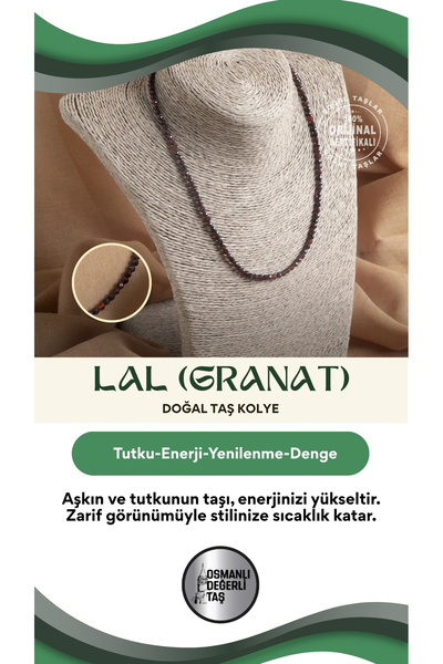 OSMANLI DEĞERLİ TAŞ Sertifikalı Lal (Granat) Doğal Taş Kolye