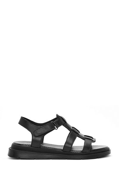Derimod Women's Black Strappy Genuine Leather Sandals 25Sfd362018