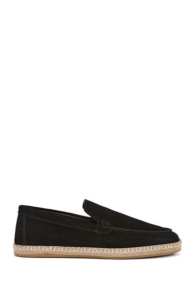 Derimod Men's Black Suede Leather Espadrille 25Sfd 660210