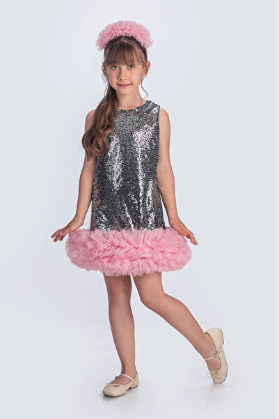 vestitino Girl's Sequin Tutu Dress with Sequin Hem