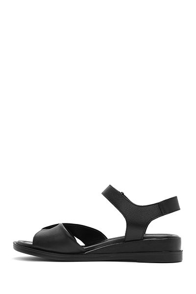 Derimod Women's Black Strappy Genuine Leather Sandals 25Sfd362818
