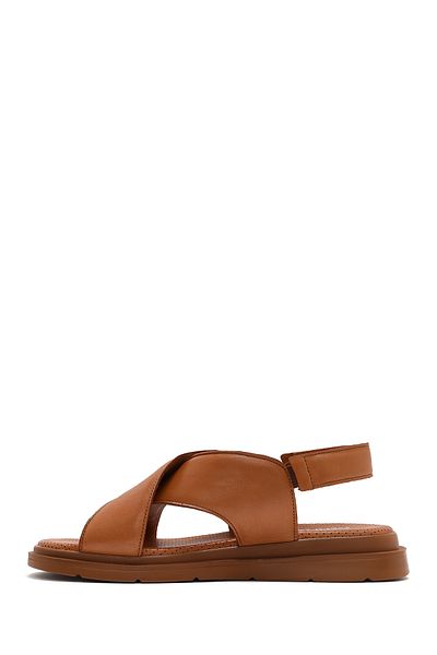 Derimod Women's Tan Elastic Genuine Leather Sandals 25Sfd362118