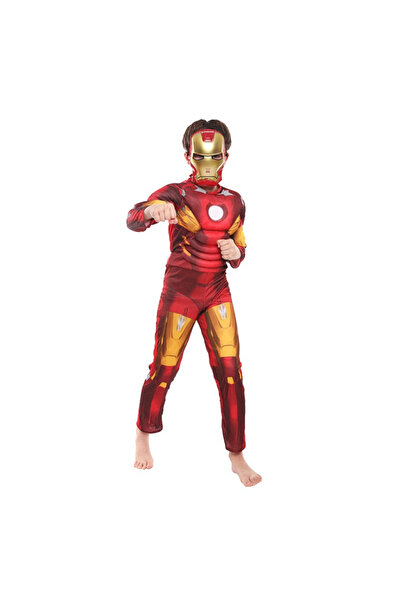 KidMania Costum cu muschi Iron Man pentru baiat 100-120 cm 3-5 ani