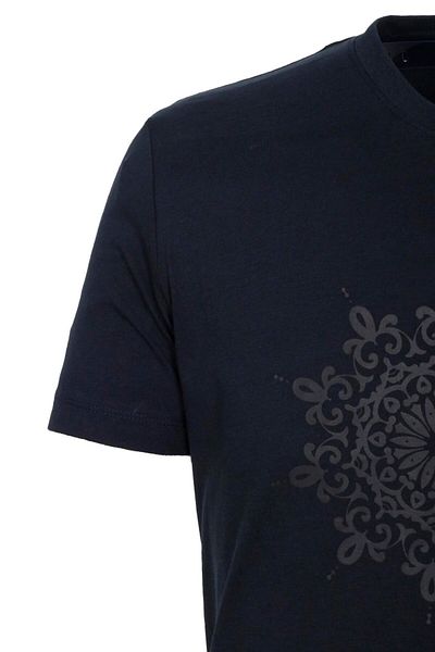NCS Men's T-Shirt Crew Neck Navy Blue 100% Cotton Slim Fit Patterned T-Shirt Jeans 1203