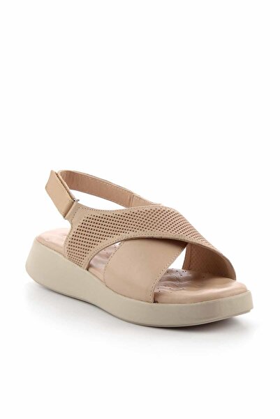 Bambi Bej Leather Kadın Sandalet K05357010103