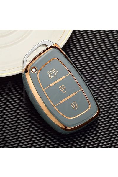 Alazpay Hyundai Tucson Bayon Elantra Accent Ix35 I10 I20 I30 I40 Tpu Key Case Cover (Blue - No Squeak)