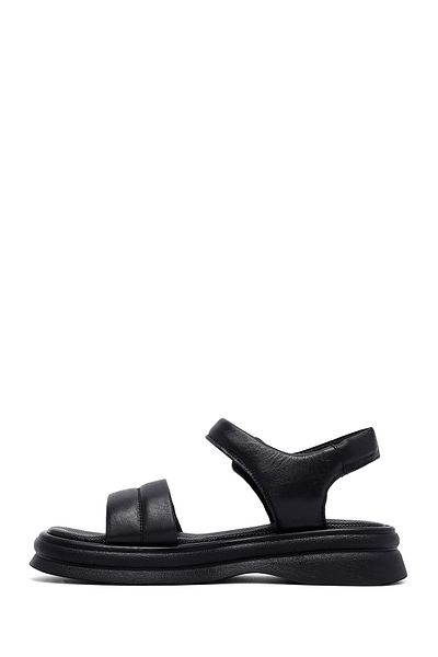 Derimod Women's Black Ankle Buckle Genuine Leather Sandals 25Sfd351118