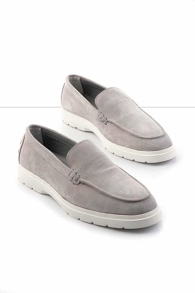 Bambi Gray Leather Men's Casual Shoes E01585722502