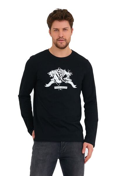 Adams Футболка з довгими рукавами та коміром-стійкою з принтом леопарда, 100% бавовна