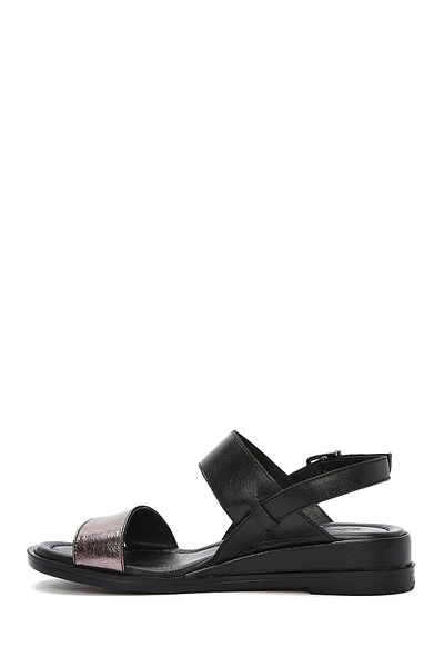 Derimod Women's Black Ankle Buckle Genuine Leather Sandals 25Sfd362714