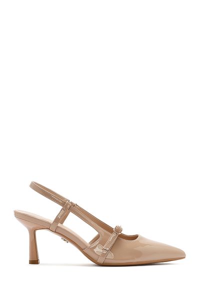 Derimod Women's Beige Open Back Thin Heeled Shoes 25Sfe 493116