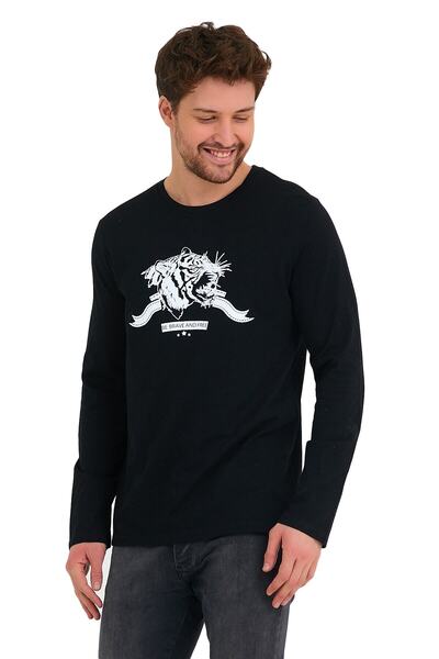 Adams Футболка з довгими рукавами та коміром-стійкою з принтом леопарда, 100% бавовна