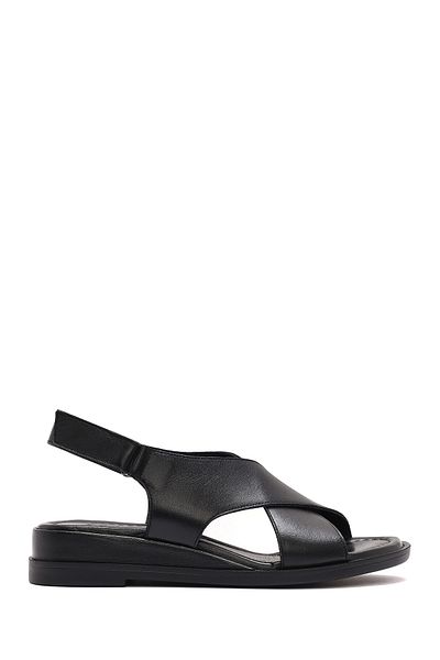 Derimod Women's Black Strappy Genuine Leather Sandals 25Sfd362618