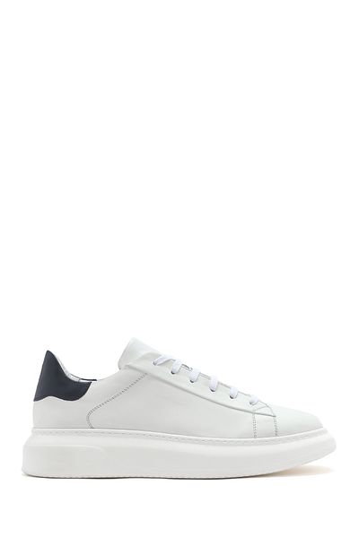 Derimod Men's White Lace-Up Thick Sole Leather Sneaker 25Sfd 740518
