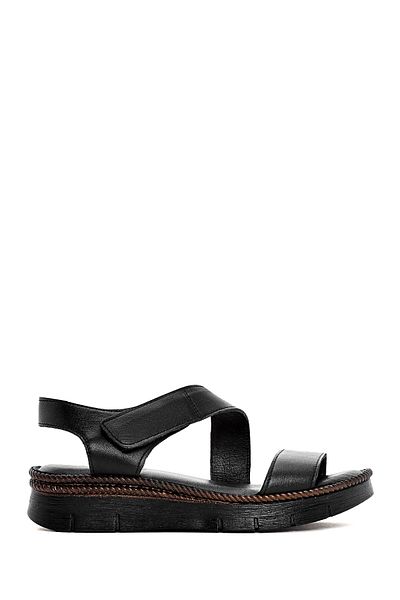 Derimod Women's Black Strappy Genuine Leather Comfort Sandals 25Sfd321218