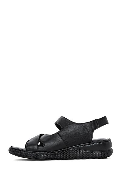 Derimod Women's Black Strappy Genuine Leather Comfort Sandals 25Sfd321918