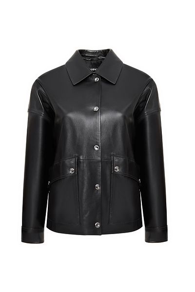 Derimod Susan Women's Black Oversize Leather Jacket 24Wge52741M