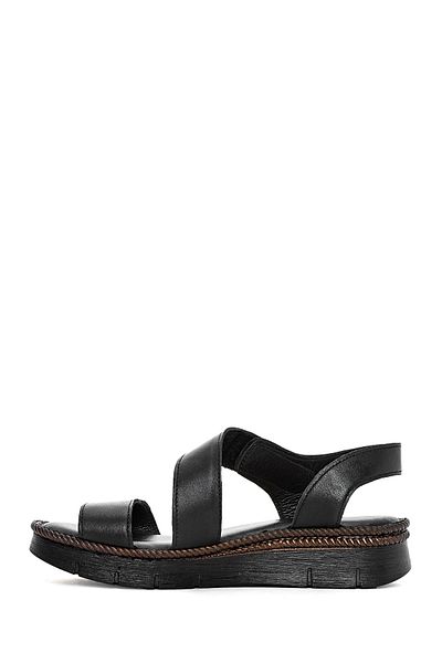 Derimod Women's Black Strappy Genuine Leather Comfort Sandals 25Sfd321218
