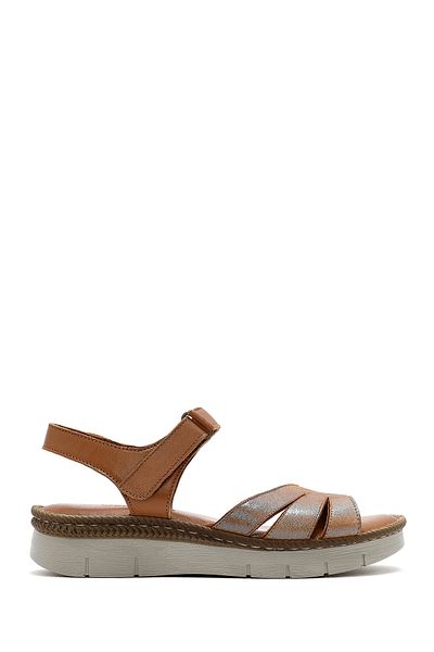 Derimod Women's Tan Strap Genuine Leather Comfort Sandals 25Sfd321114