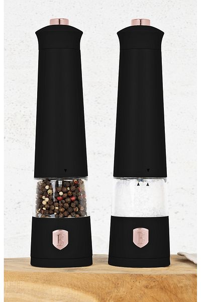 Berlinger Haus Set of 2 electric pepper and salt grinders, Black Rose Collection