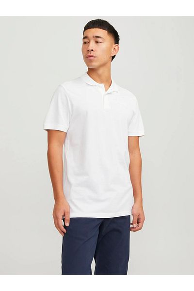Jack & Jones Jack&jones 12136516 Jjebasıc Polo Ss Noos Ανδρικό μπλουζάκι με γιακά πόλο λευκό