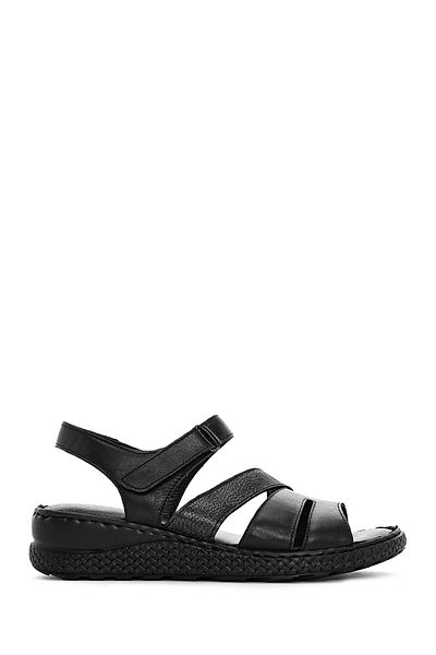 Derimod Women's Black Strappy Genuine Leather Comfort Sandals 25Sfd321814