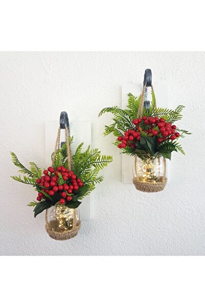 STDEKOR Duvar Dekoru, Led Işıklı, Kokina Yılbaşı Çiçeği, Balkon Dekoru, Beyaz...