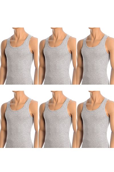 Belifanti Collection Men's Cotton 6-Piece Gray Undershirt and 6-Piece Gray Boxer 12 Piece Set