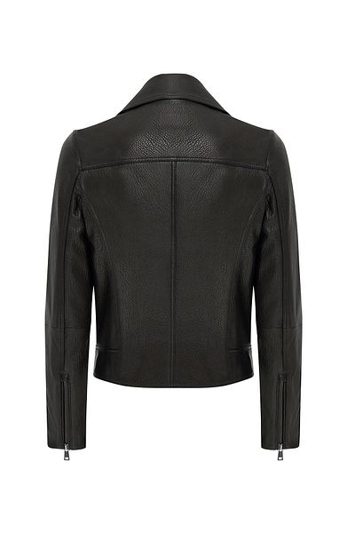 Derimod Alba Women's Black Biker Leather Jacket 24Wgd5282Jb