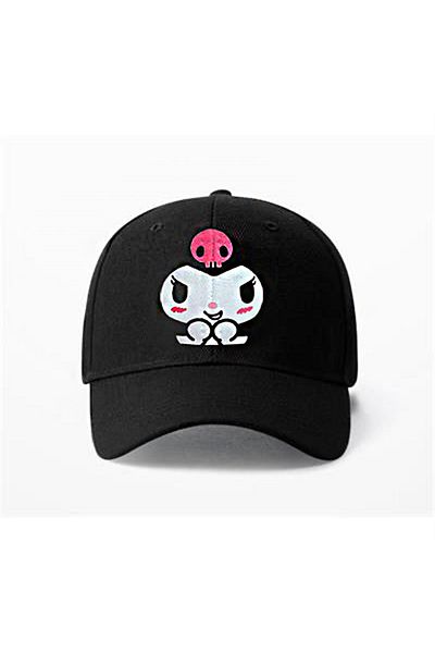 Köstebek Black Anime Kuromi Face Hat