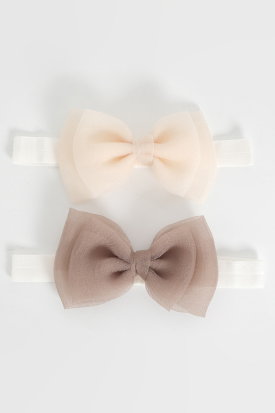 lilico باندانا من الأورجانزا بفيونكة مكونة من قطعتين باللون الأبيض الكاكي للف...