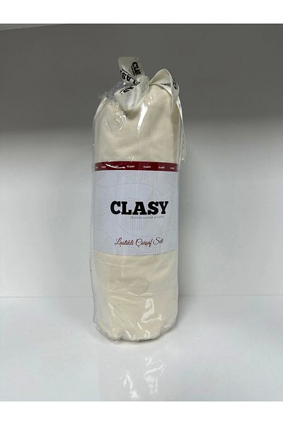 Clasy Ranforce Single Elastic Sheet Set - Plain Cream