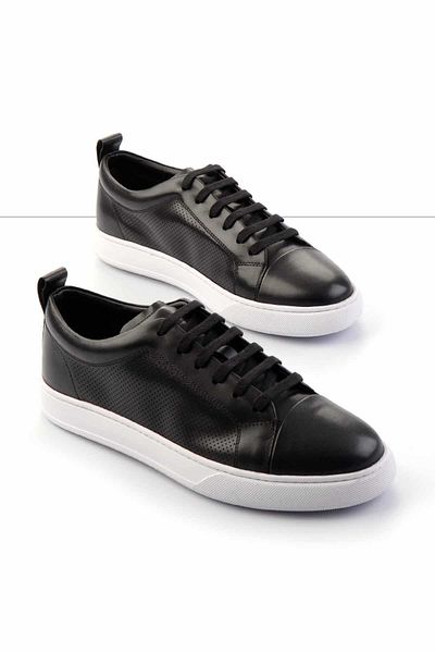 Bambi Black Leather Men's Sneaker E 01901254341