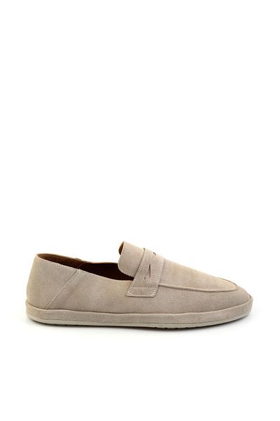 Bambi Beige Leather Men's Loafer Shoes E01589240102