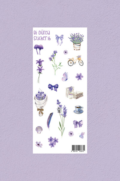 Bi Dünya Haber M16- Mor Sevdası Çiçekli Sticker Seti