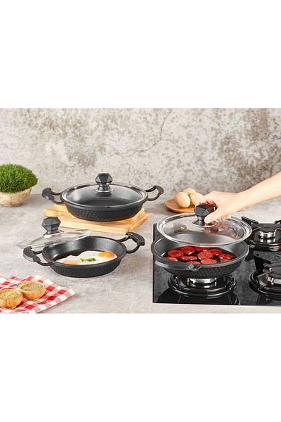 Kahramanlar Motto Cast Iron 3-Piece Pan Set 18-20-22cm