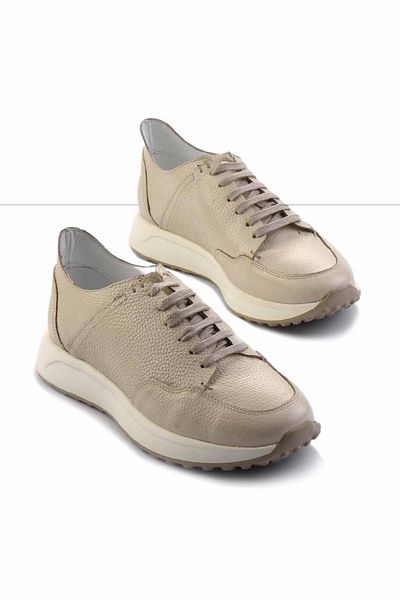 Bambi Beige Floater Genuine Leather Men's Sneakers E01310110240