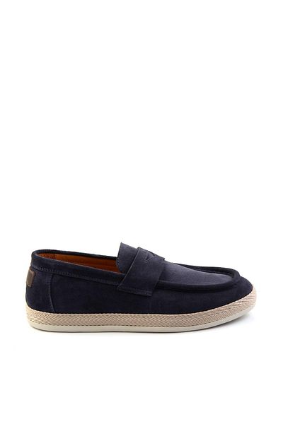 Bambi Navy Blue Leather Men's Espadrille E01901361702