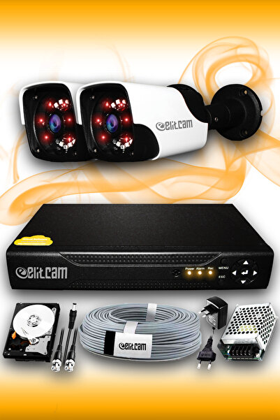 Elitcam 2 Kameralı Panda 2 Dış Kamera Set 100 Gb Hdd Full Hd Gece Görüşlü Güv...