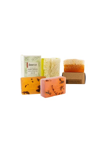 dionesse Moisturizing Soap Set 4X120 Gr - Handmade Soaps with Argan, Honey Milk, Apricot and Lilac
