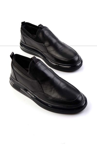 Bambi Black Napa Genuine Leather Men's Casual Shoes E 01401082043